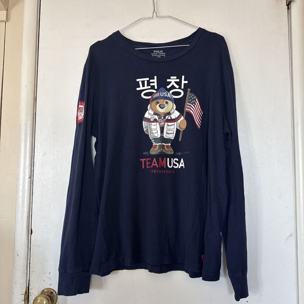 Polo Ralph Lauren 2018 USA Olympics Pyeongchang Polo Bear Long Sleeve T-Shirt L